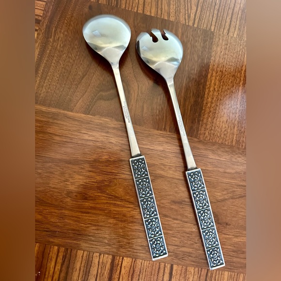 Stanley Roberts RARE 1960’s Velvet Stainless Salad Serving Set Made in Japan EUC - Picture 11 of 11